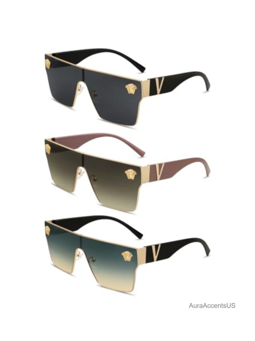 Polarized Sunglasses Set Square Frame UV Protection Lightweight Unisex